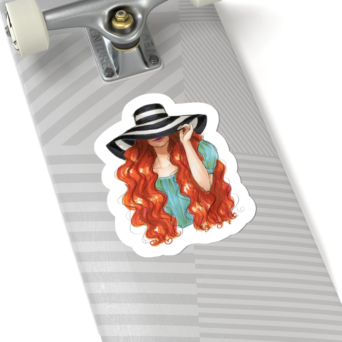 Striped Sun Hat | Fashion Illustration (Sticker)