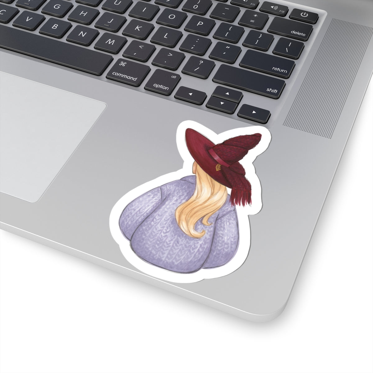 Brrrgundy Knit (Cozy Witch Series) | Fun Fall Fashion Illustration (STICKER)