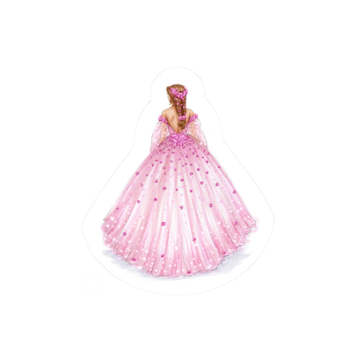 Pink Floral Ballgown | Sticker