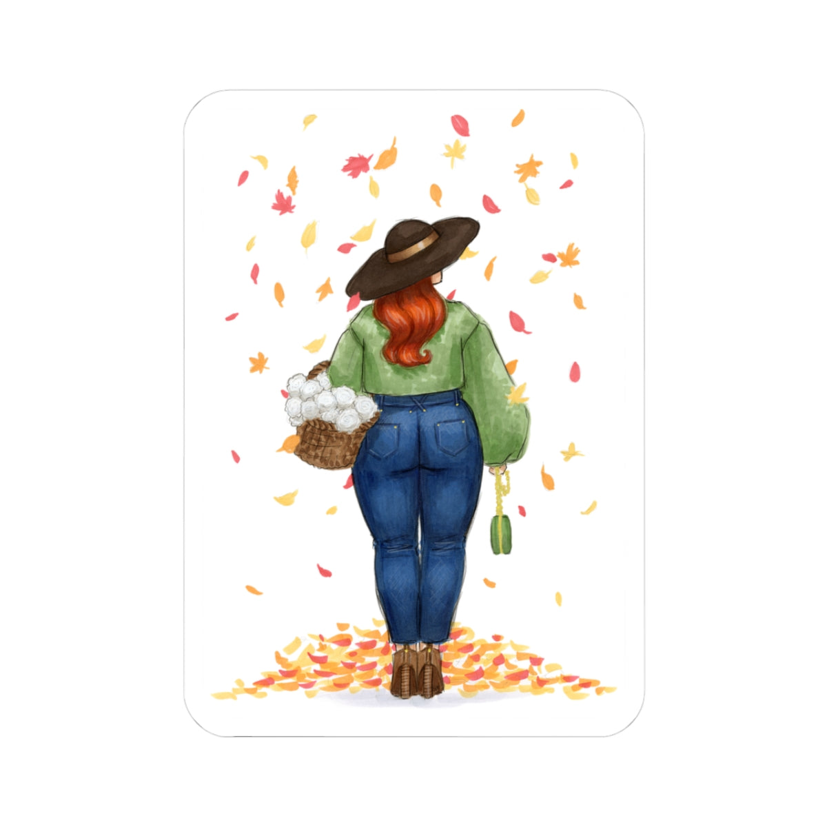 Changing Leaves | Curvy Fall Fashion Illustration (STICKER)