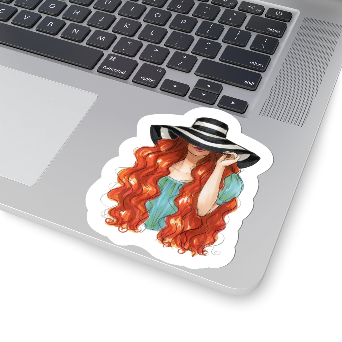 Striped Sun Hat | Fashion Illustration (Sticker)
