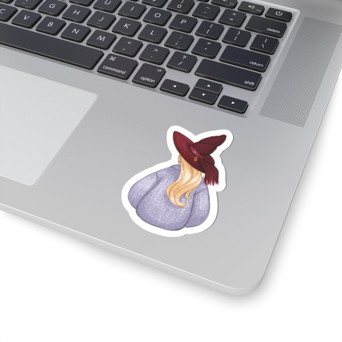 Brrrgundy Knit (Cozy Witch Series) | Fun Fall Fashion Illustration (STICKER)