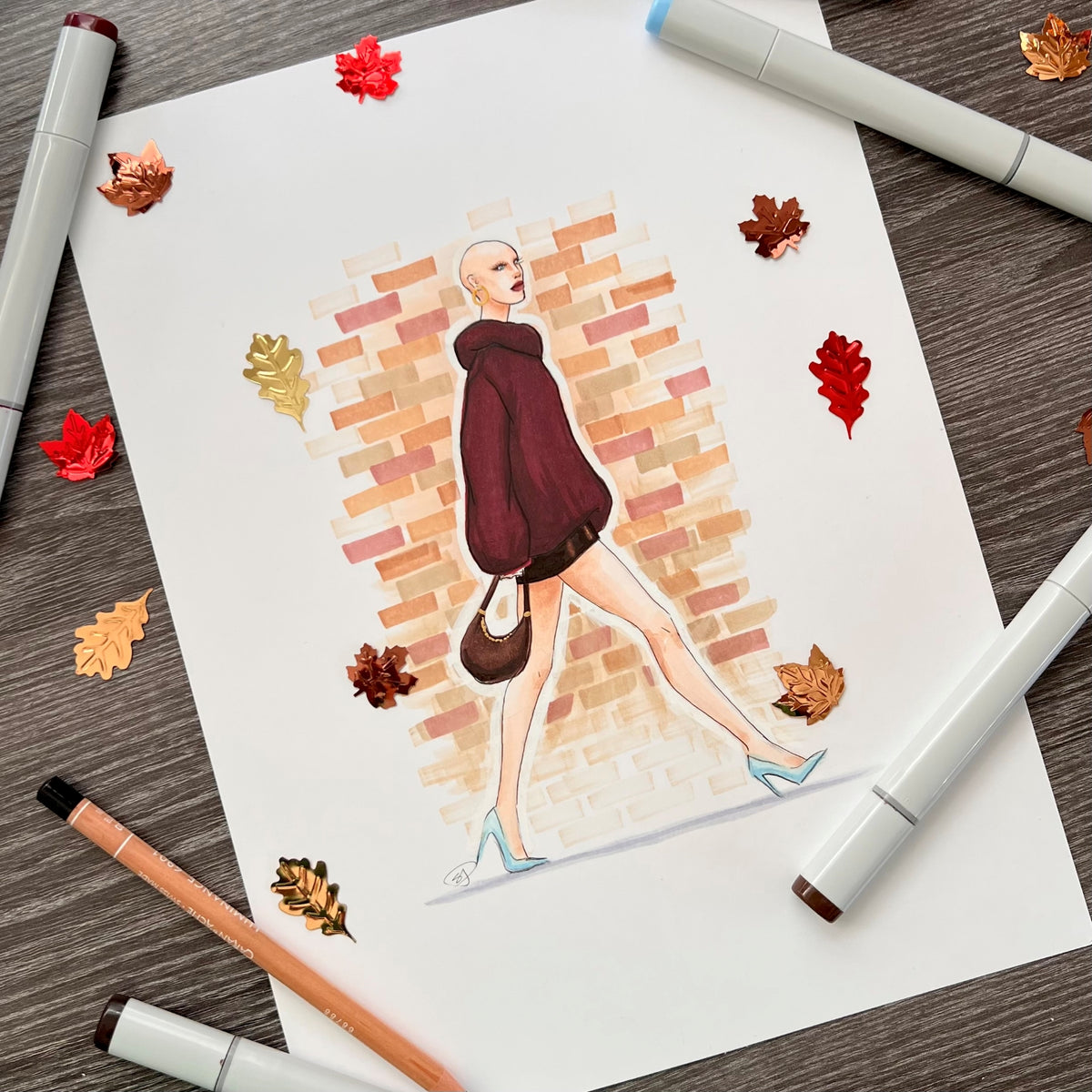 A Bit of Blue | Inclusive Fall Fashion Illustration (ORIGINAL)