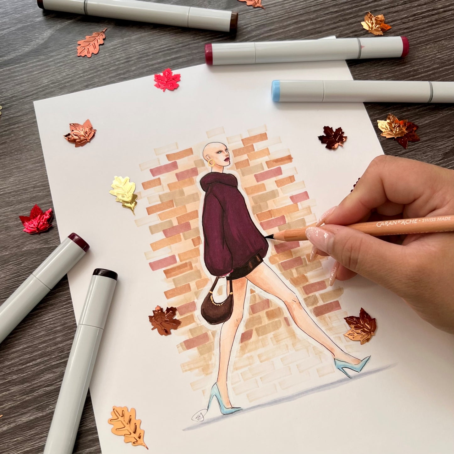 A Bit of Blue | Inclusive Fall Fashion Illustration (ORIGINAL)