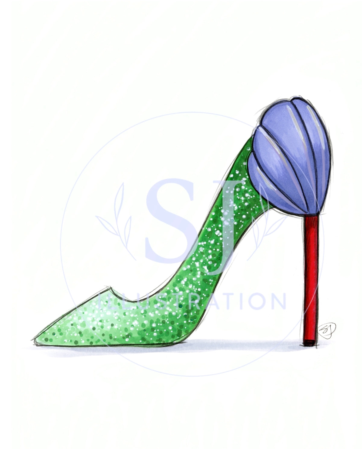 Above The Sea | Princess Inspired Stiletto Fashion Illustration (PRINT)