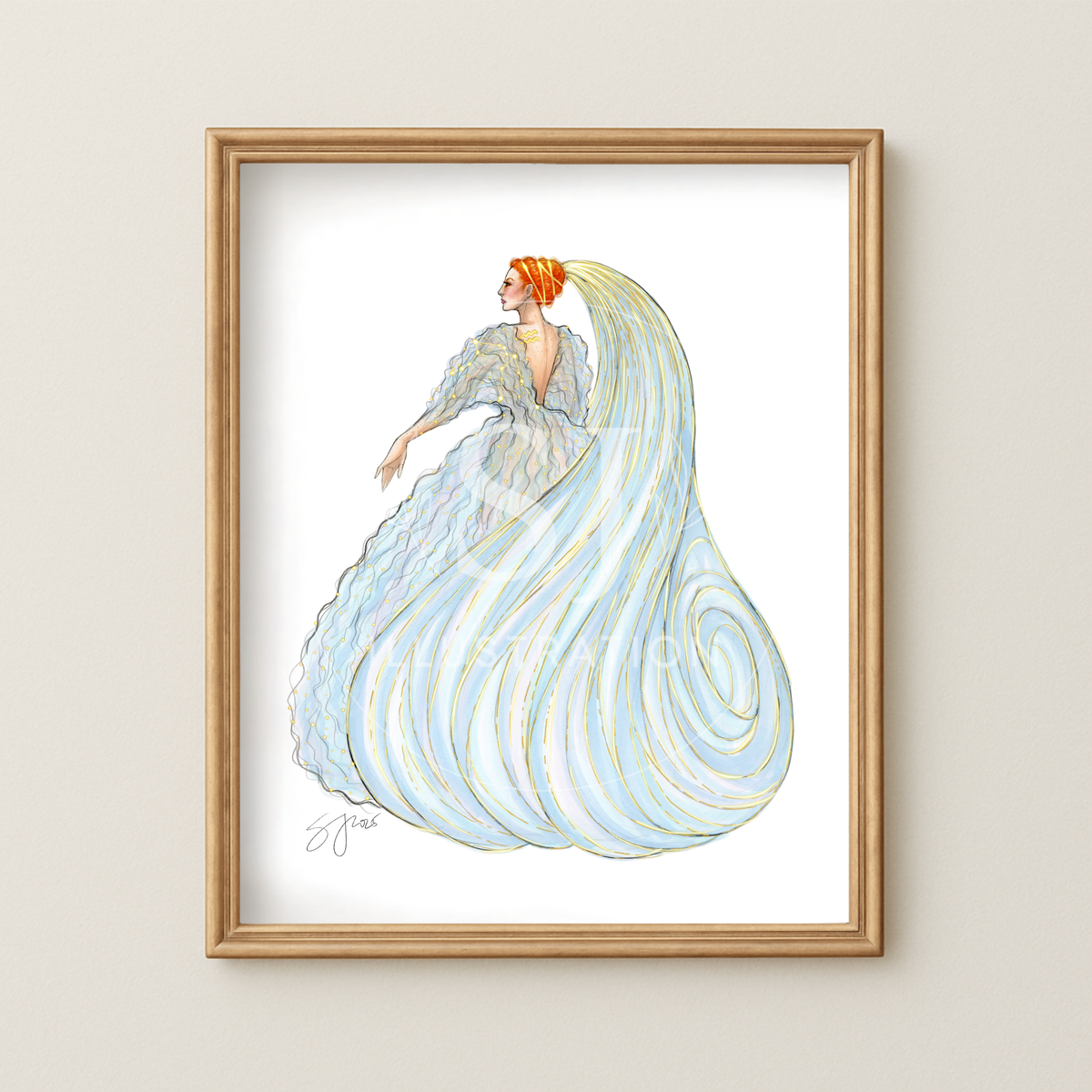 Aquarius (series 1) | Zodiac Fashion Illustration (ART PRINT)