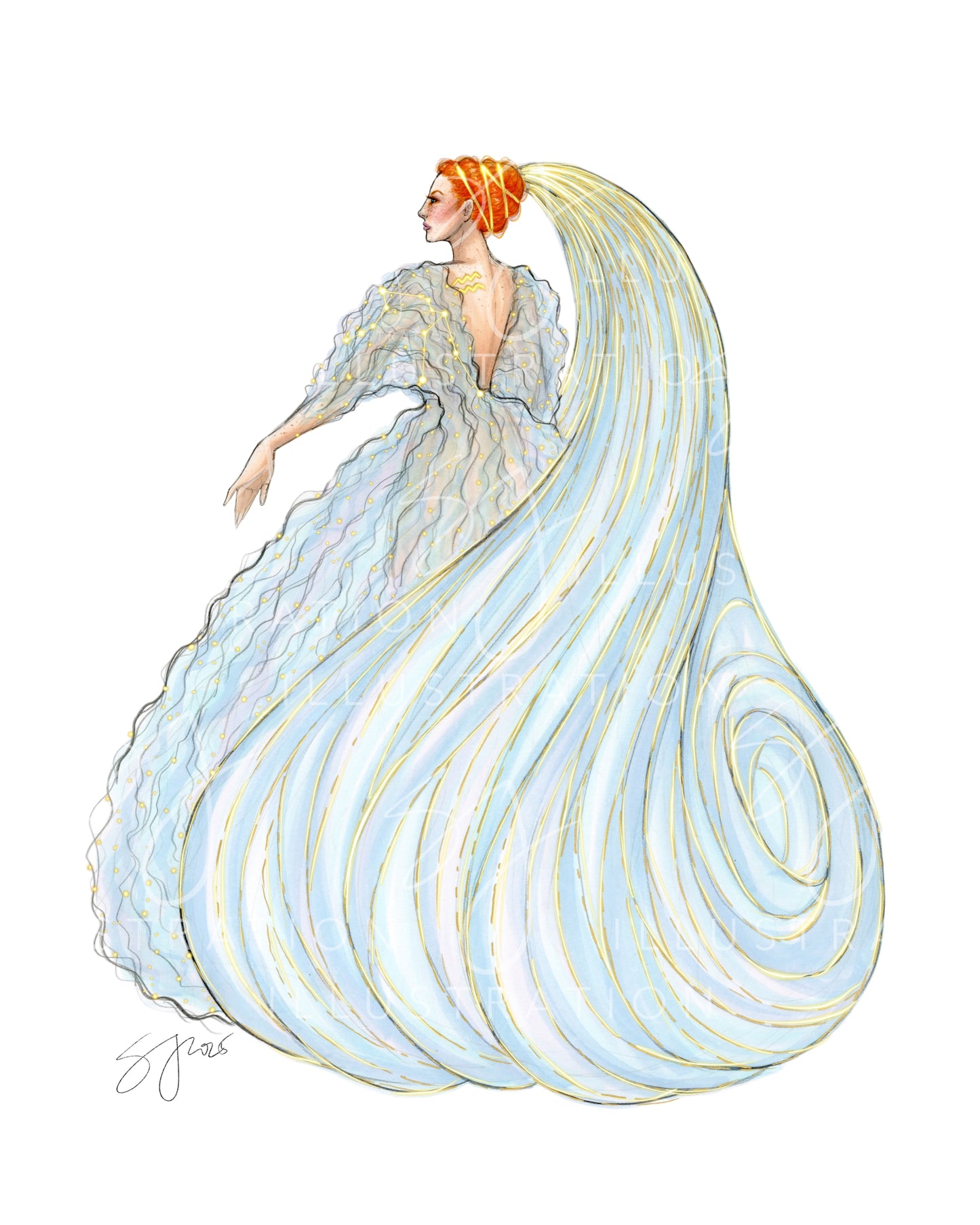 Aquarius | Zodiac Fashion Illustration (PRINT)