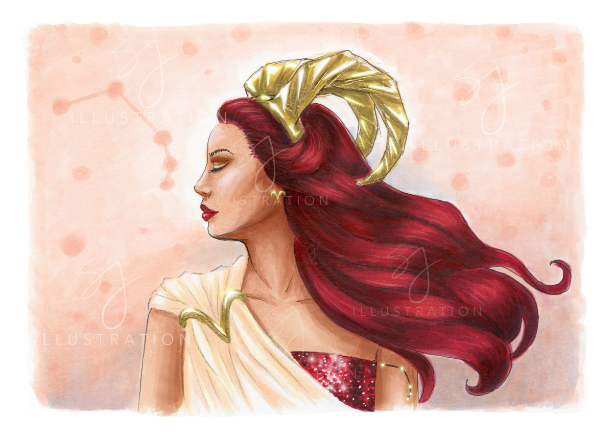 Aries | Zodiac Fashion Illustration (PRINT)