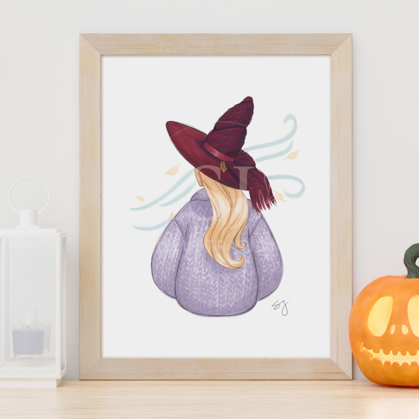 Brrrgundy Knit (Cozy Witch Series) | Fun Fall Fashion Illustration (PRINT)