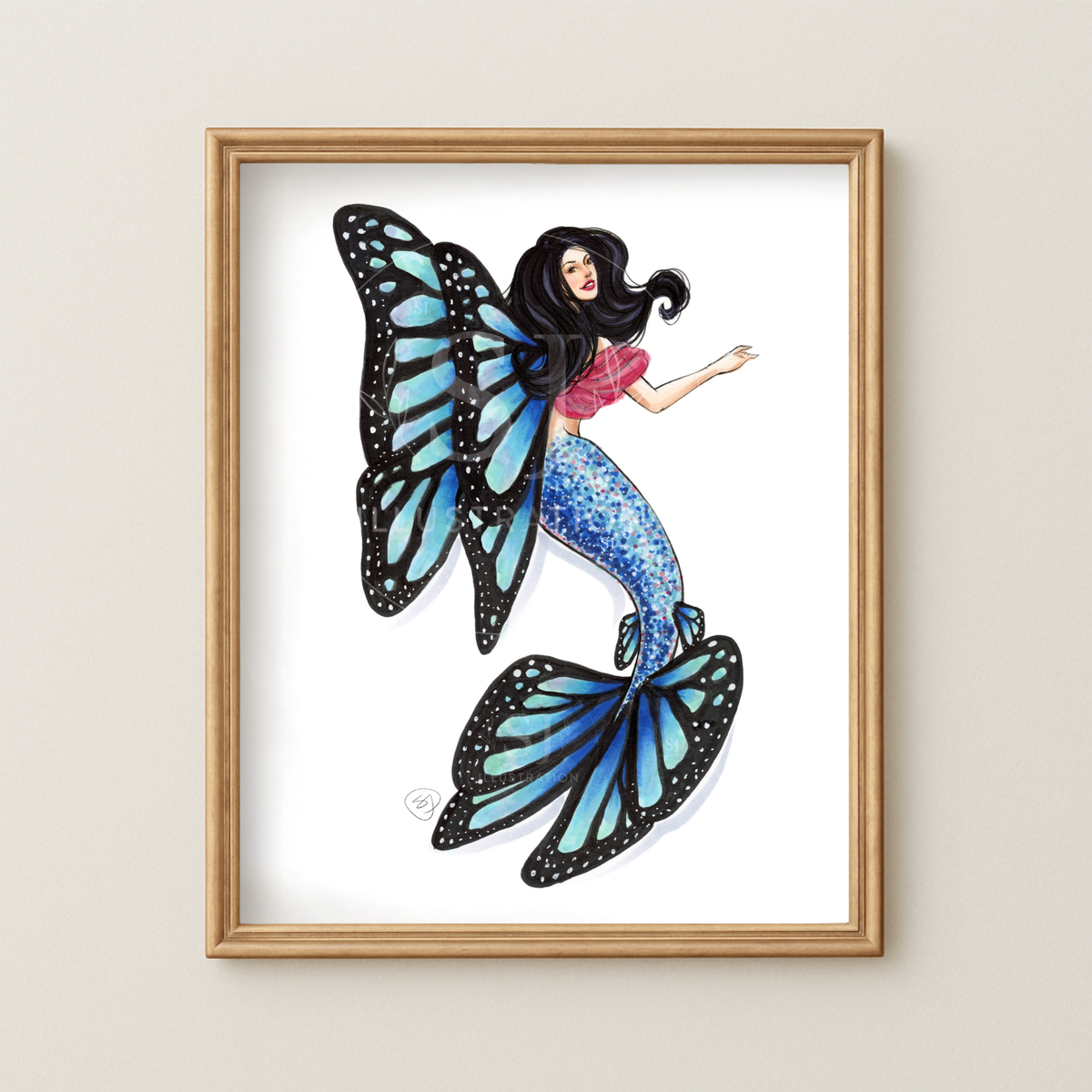 Butterfly Mer-Fairy | Fairy Mermaid Illustration (PRINT)