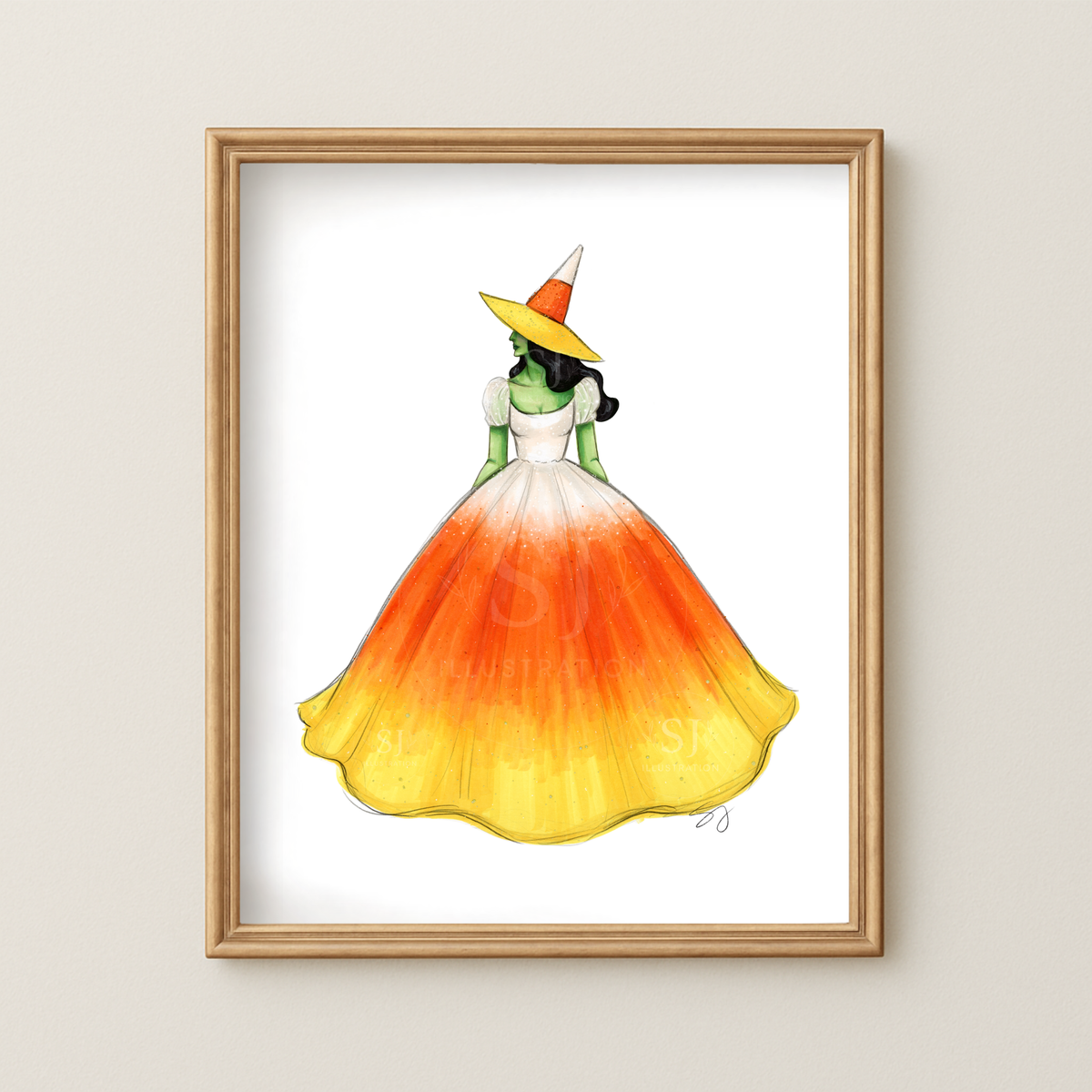 Candy Corn Witch | Fun Halloween Witch Fashion Illustration (ART PRINT)
