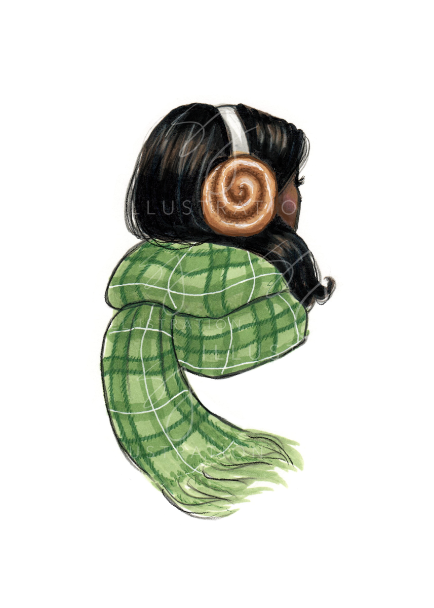 Cinnamon Roll Earmuffs | Fun Winter Fashion Illustration (PRINT)