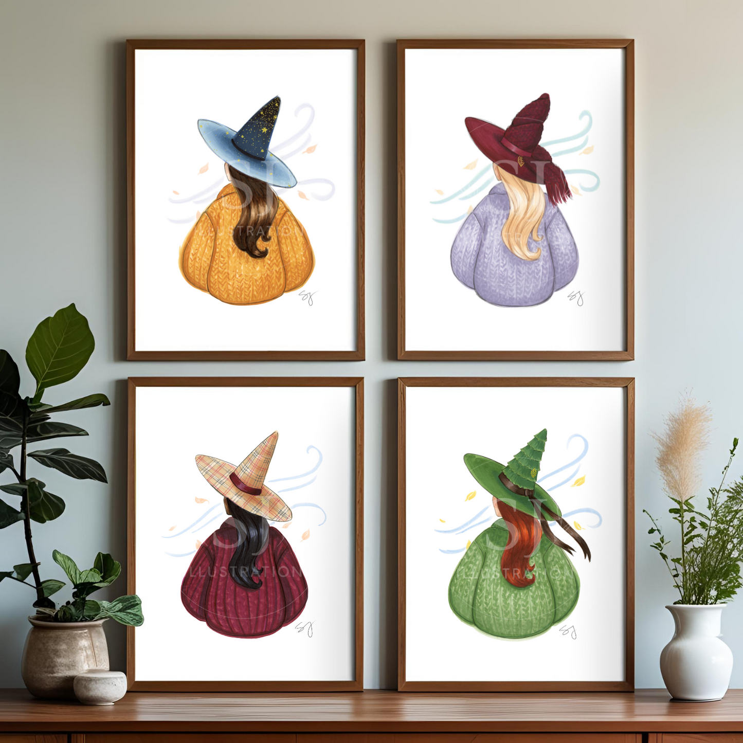 Cozy Witch Series Bundle | Fun Fall Fashion Illustration (PRINT BUNDLE)