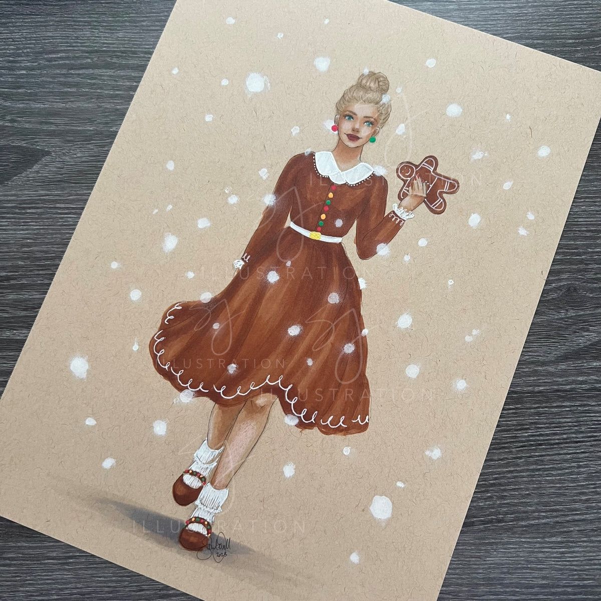 Gingerbread Dress | Holiday Fashion Illustration