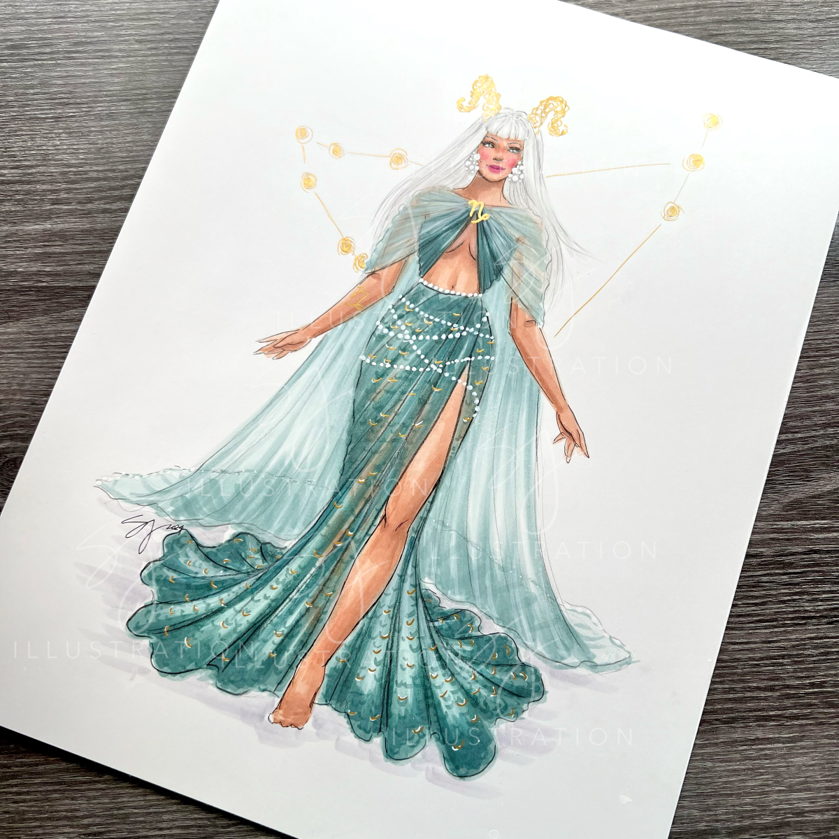 Capricorn | Zodiac Fashion Illustration (ORIGINAL)