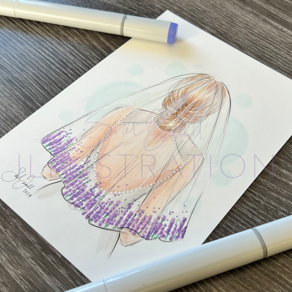 Lavender Veil | Bridal Fashion Illustration (ORIGINAL)
