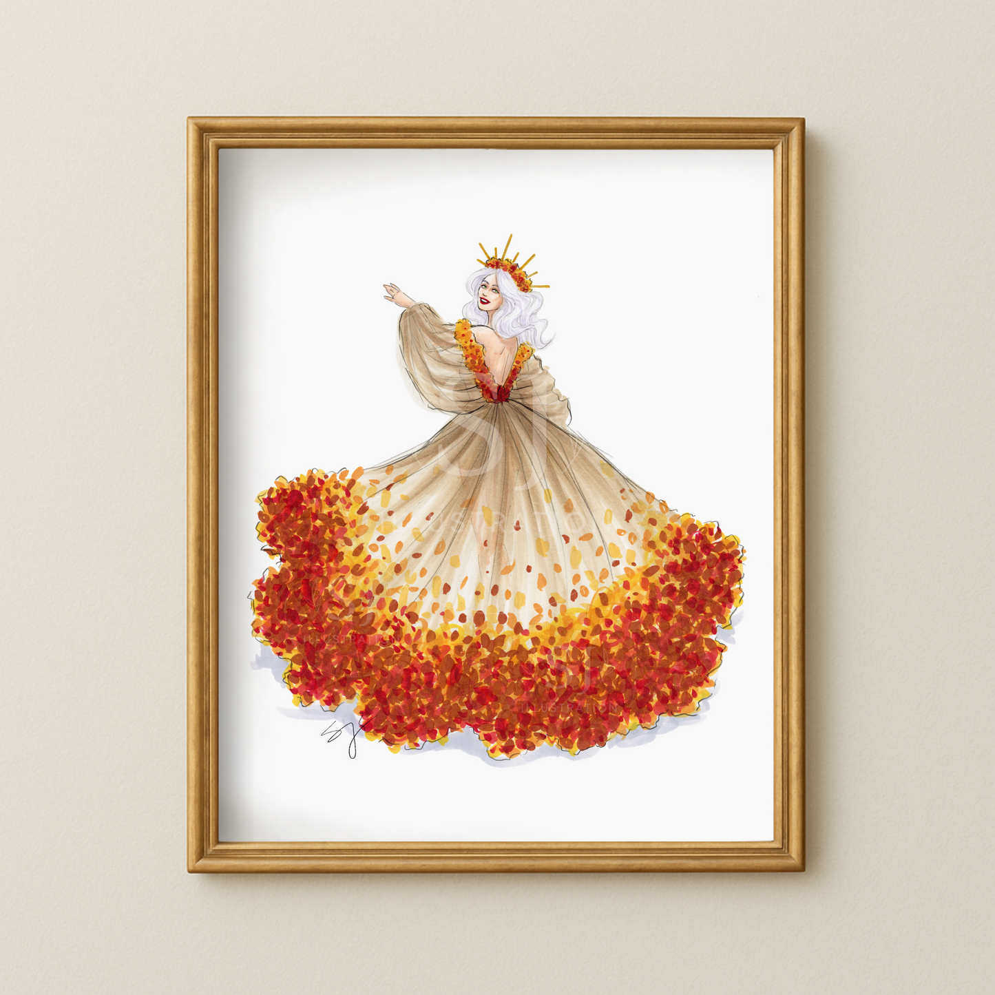 Leafy Queen | Fall Fashion Illustration (EMBELLISHED PRINT)