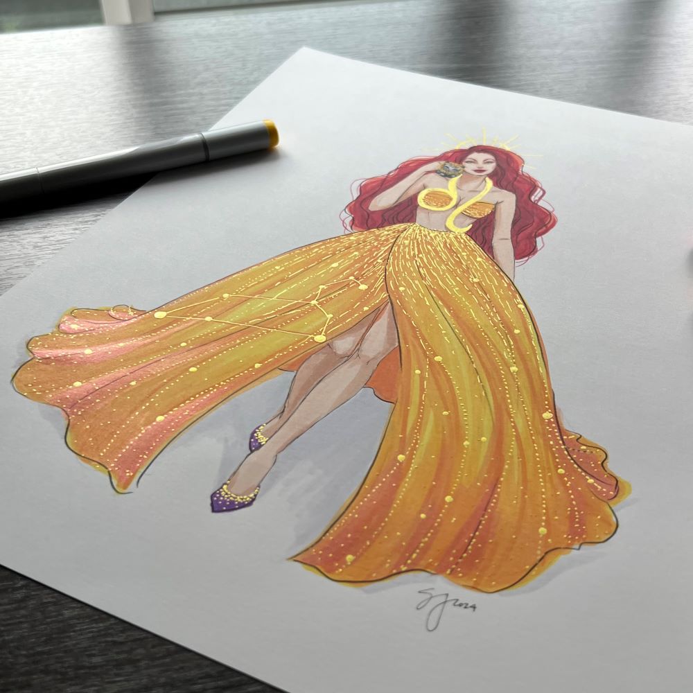 Leo | Zodiac Fashion Illustration (ORIGINAL)