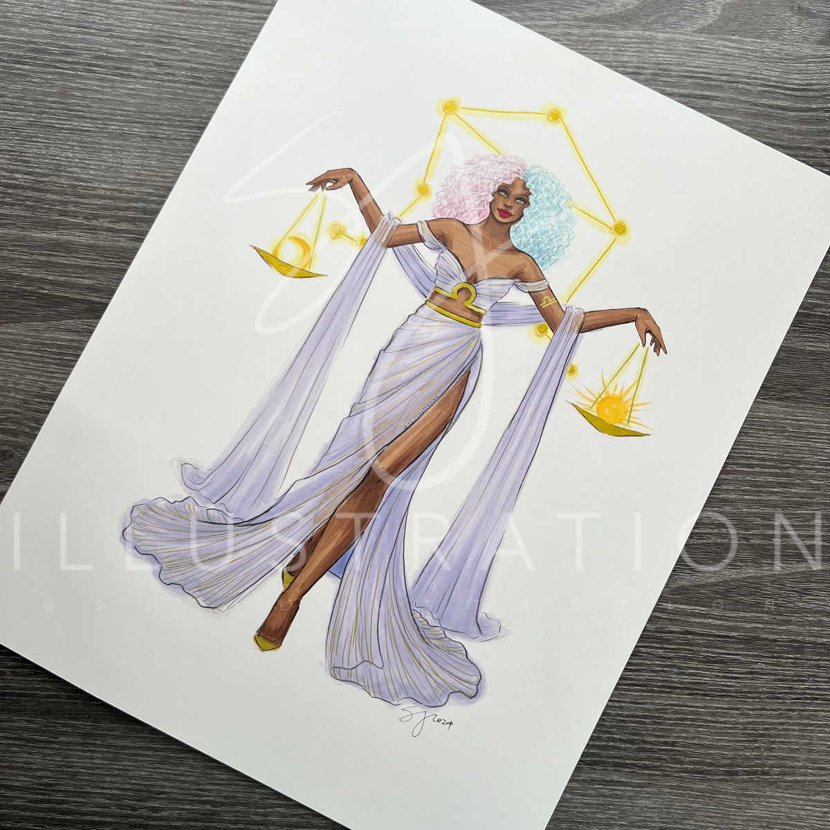 Libra (Version 2) | Zodiac Fashion Illustration (ORIGINAL)