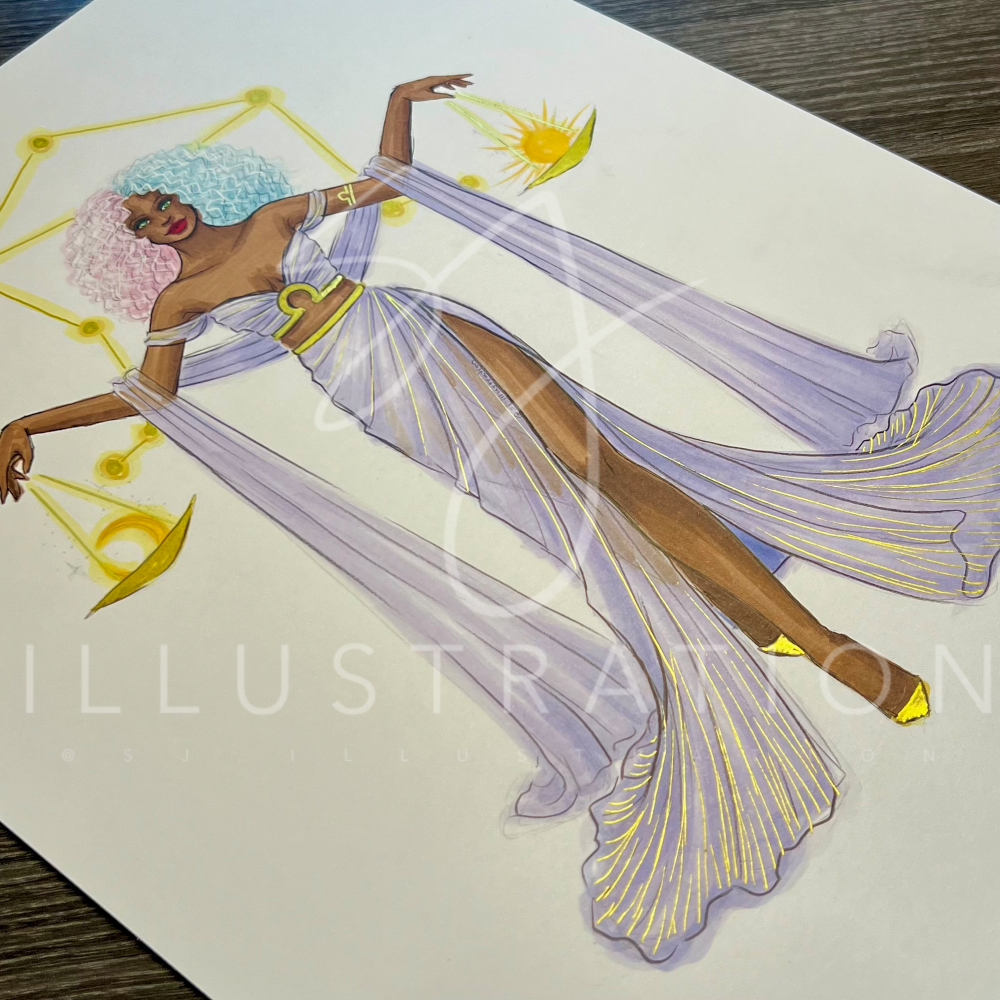 Libra (Version 2) | Zodiac Fashion Illustration (ORIGINAL)
