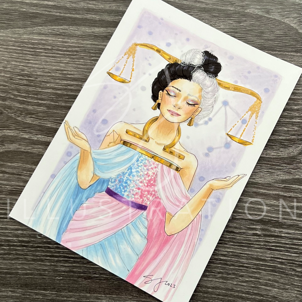 Libra | Zodiac Fashion Illustration (ORIGINAL)