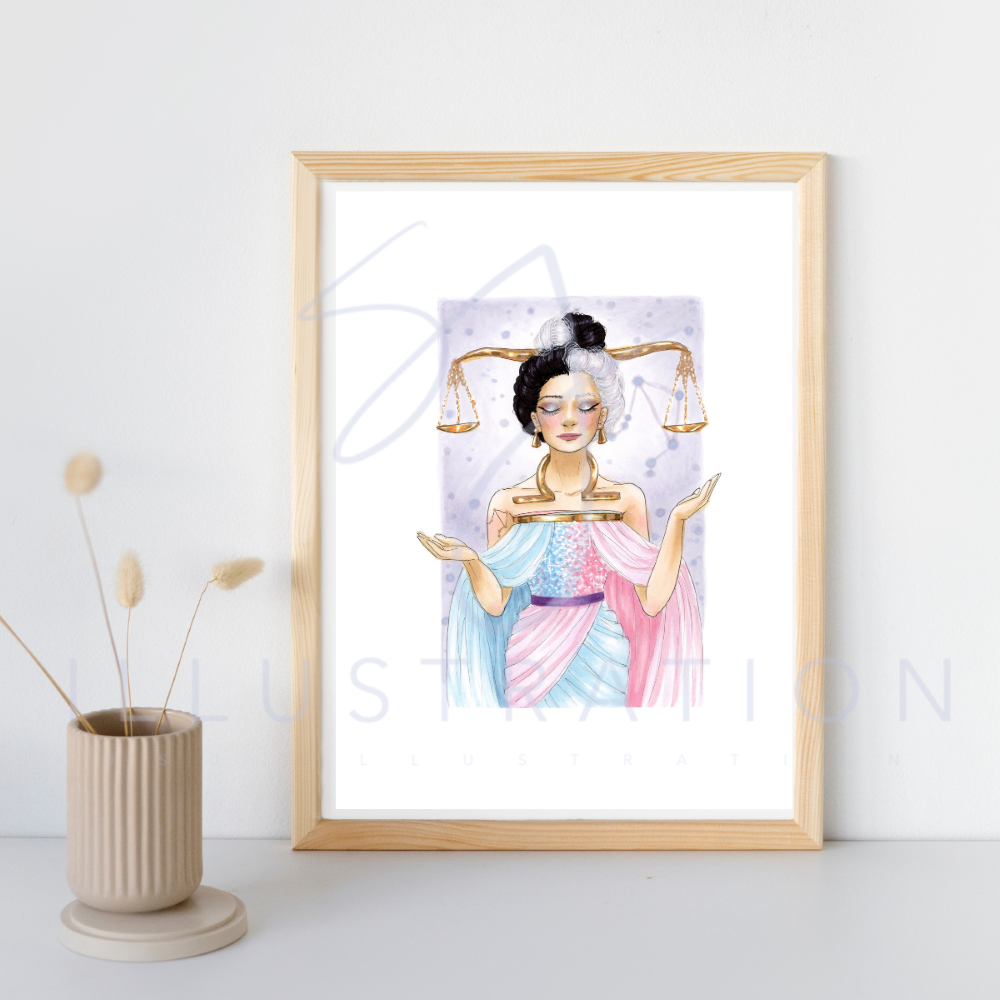 Libra | Zodiac Fashion Illustration (PRINT)