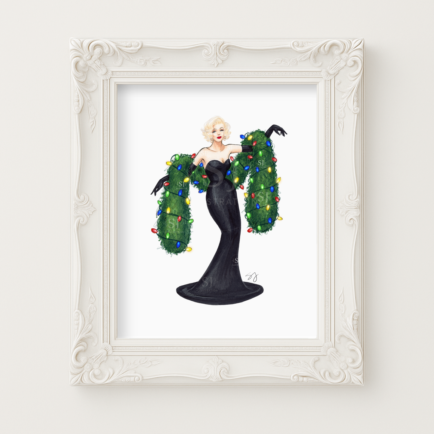 Lit Up For the Holidays | Whimsical Winter Holiday Fashion Illustration (ART PRINT)