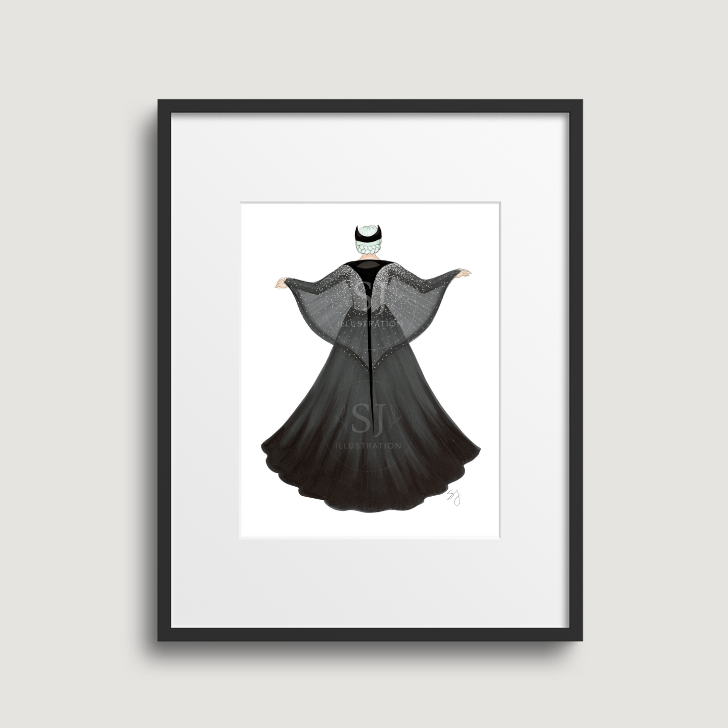 Manta Ray Cape | Whimsical Fashion Illustration (EMBELLISHED PRINT)