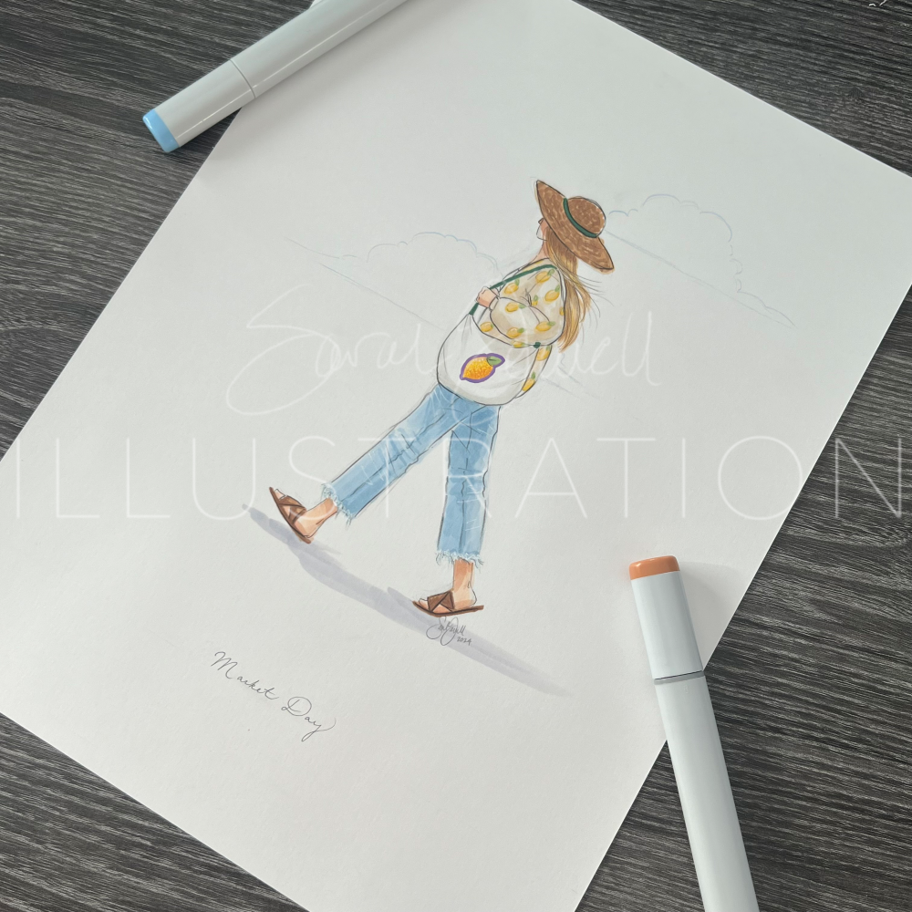 Market Day Lemon Sweater | Casual Fashion Illustration (ORIGINAL)