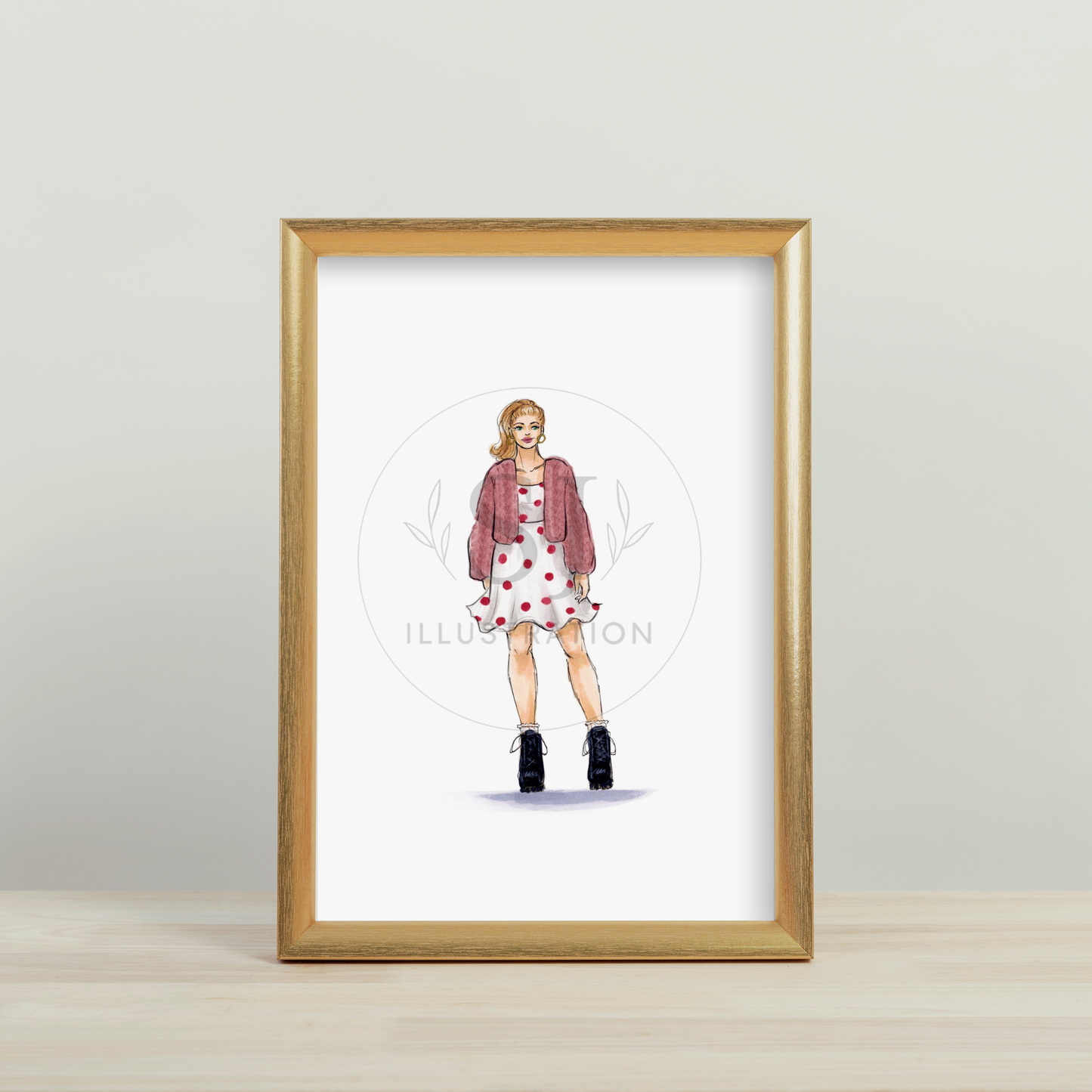Polka Dots and Combat Boots | Casual Fashion Illustration (EMBELLISHED PRINT)