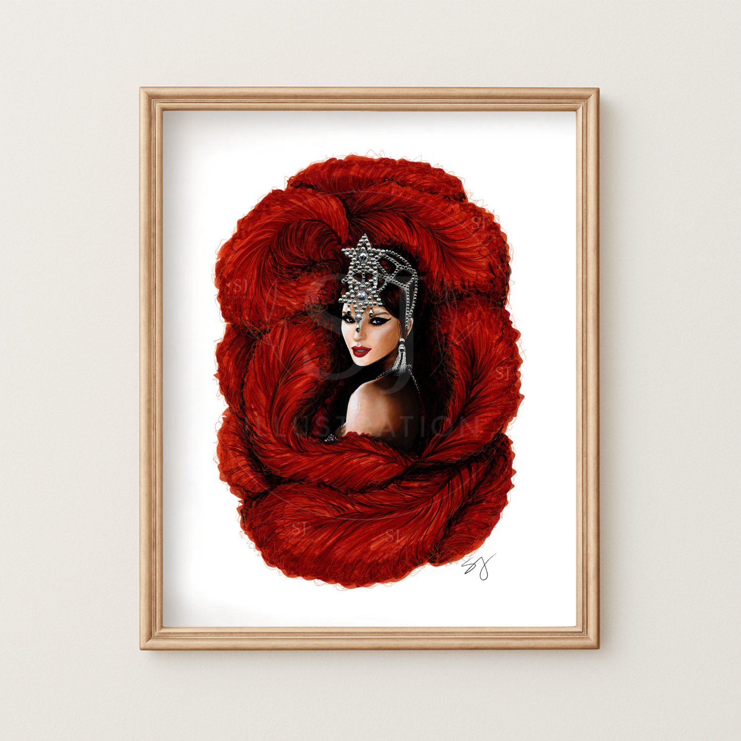Portrait of a Showgirl | Album Inspired Portrait Illustration (EMBELLISHED PRINT)