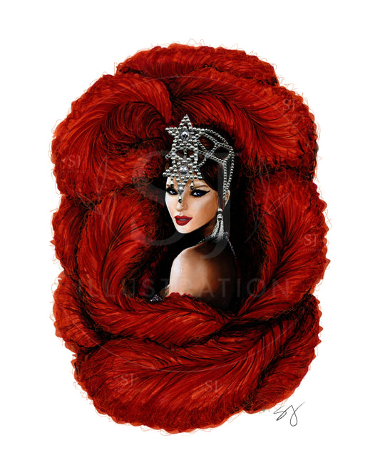 Portrait of a Showgirl | Album Inspired Portrait Illustration (PRINT)