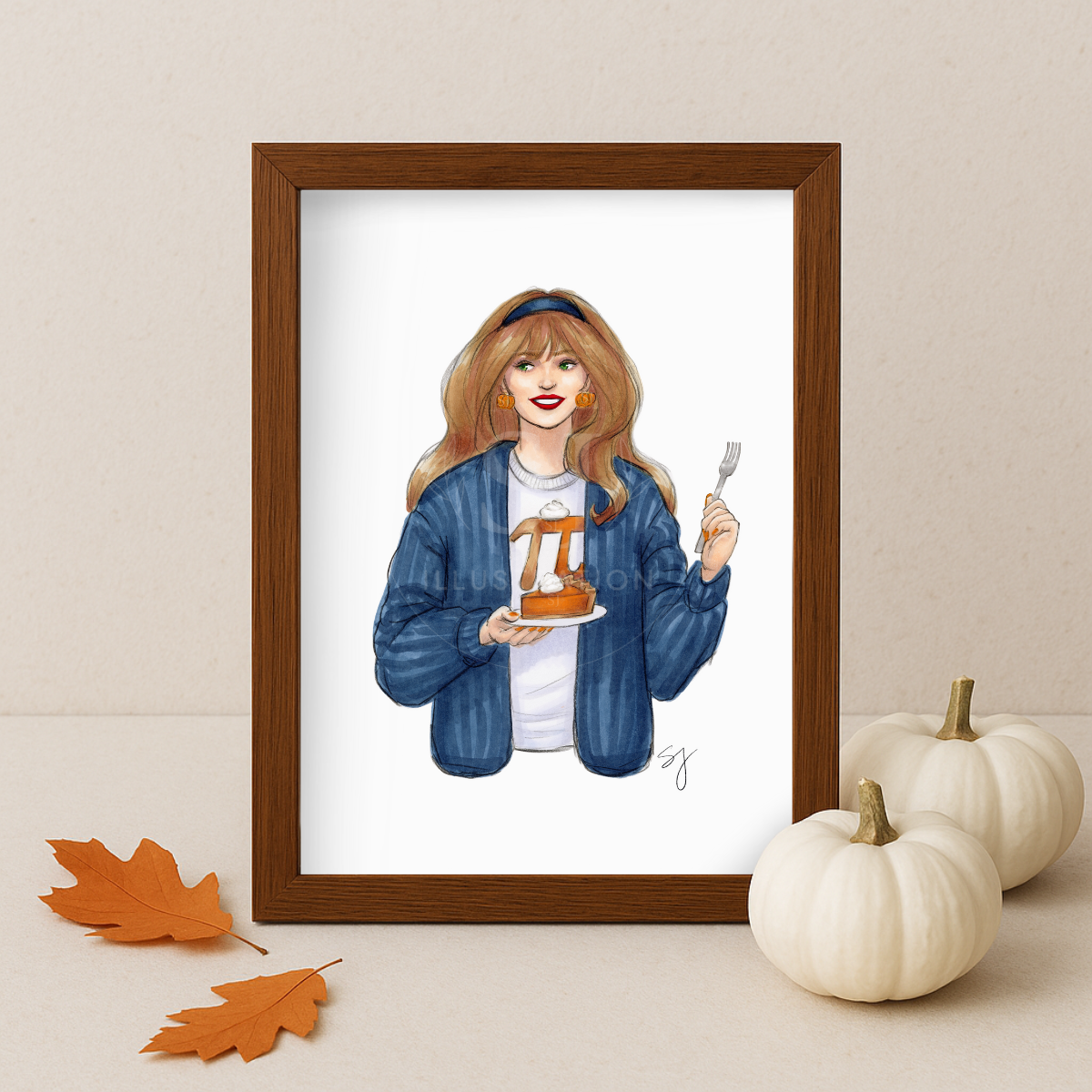 Pumpkin Pi | Fun Fall Fashion Illustration (EMBELLISHED PRINT)