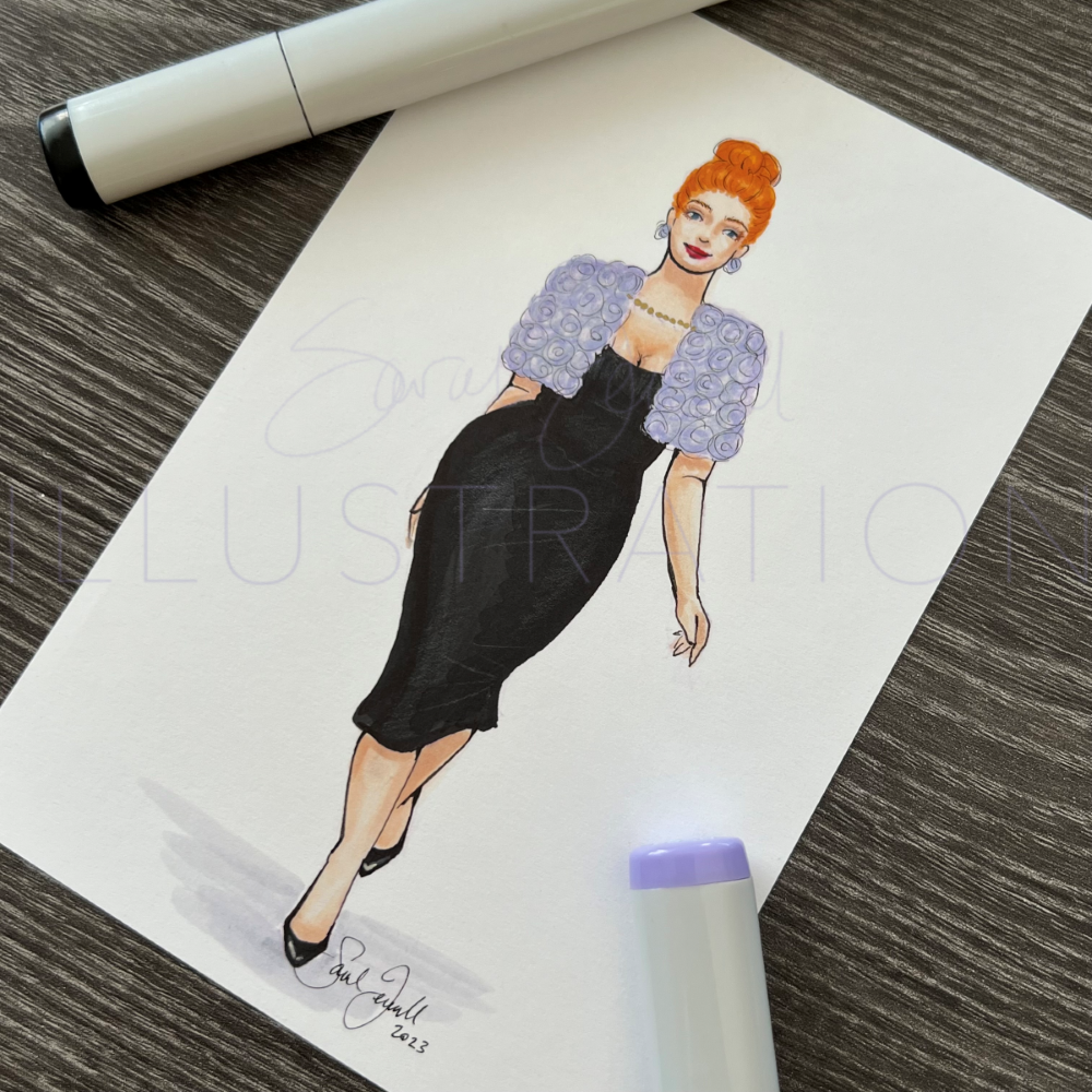 Purple Rose Capelet | Fashion Illustration (ORIGINAL)