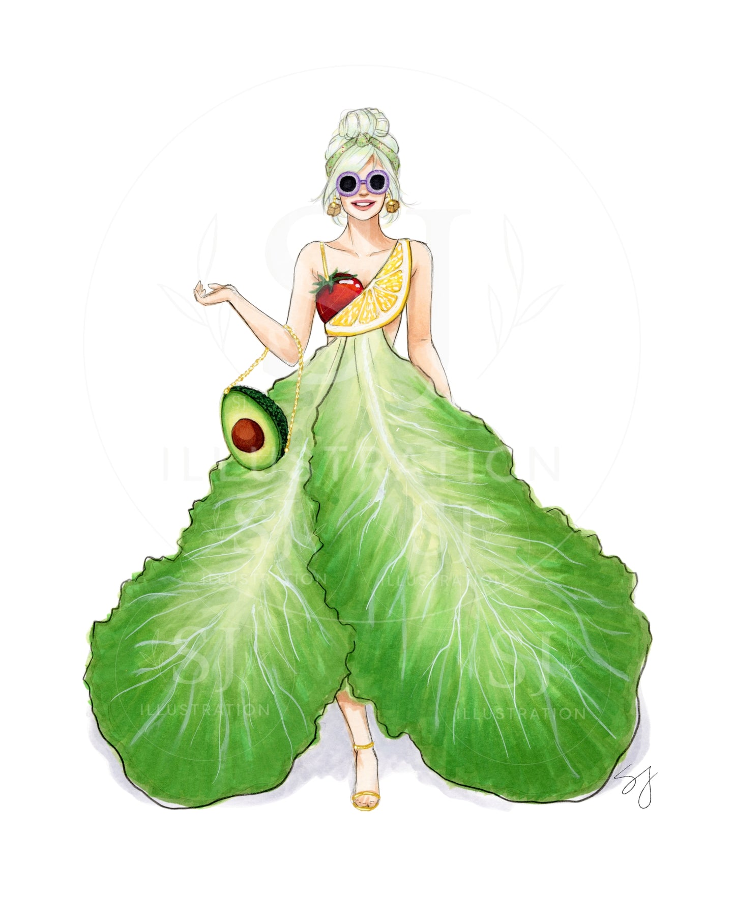 Fresh Salad Dress | Whimsical Fun Fashion Illustration (ART PRINT)