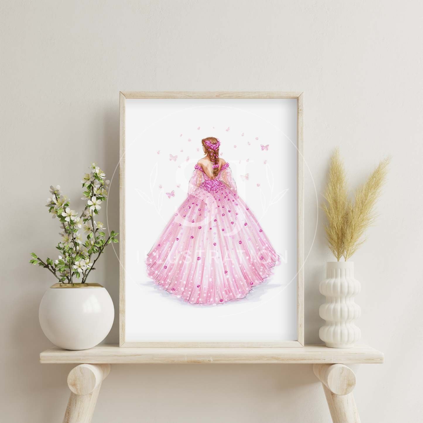 Pink Floral Ballgown | Spring Fashion Illustration (ART PRINT)