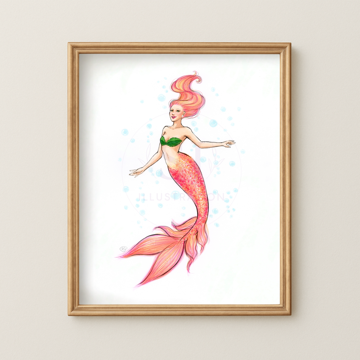 Sherbet Mermaid | Mermaid Illustration (PRINT)
