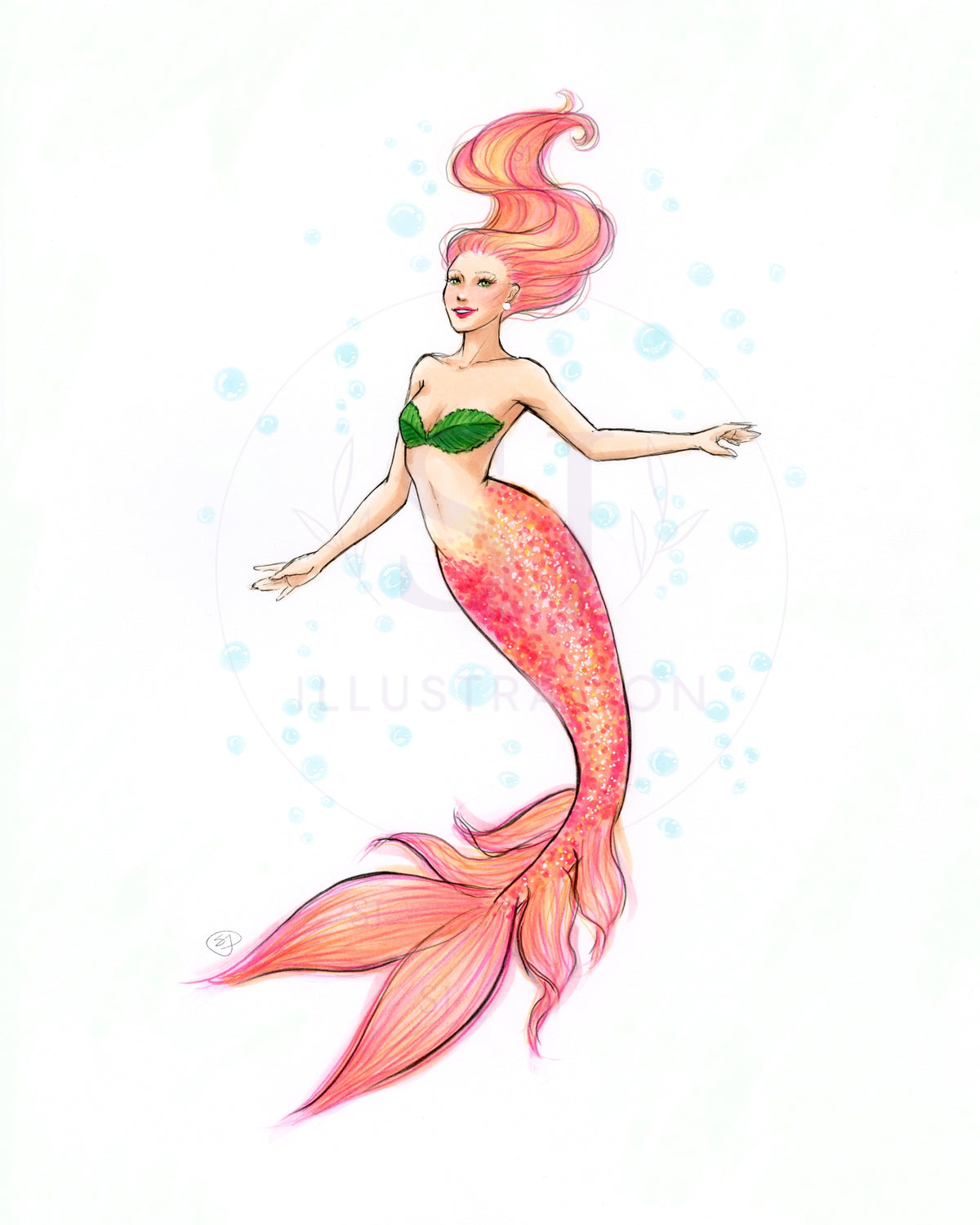 Sherbet Mermaid | Mermaid Illustration (PRINT)