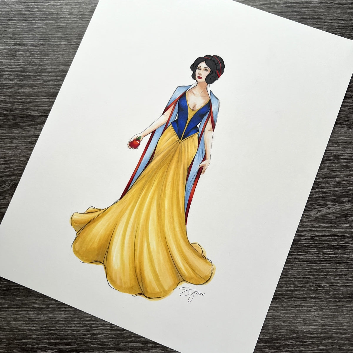 Snow White Reimagined | Fairytale Princess Fashion Illustration (ORIGINAL)