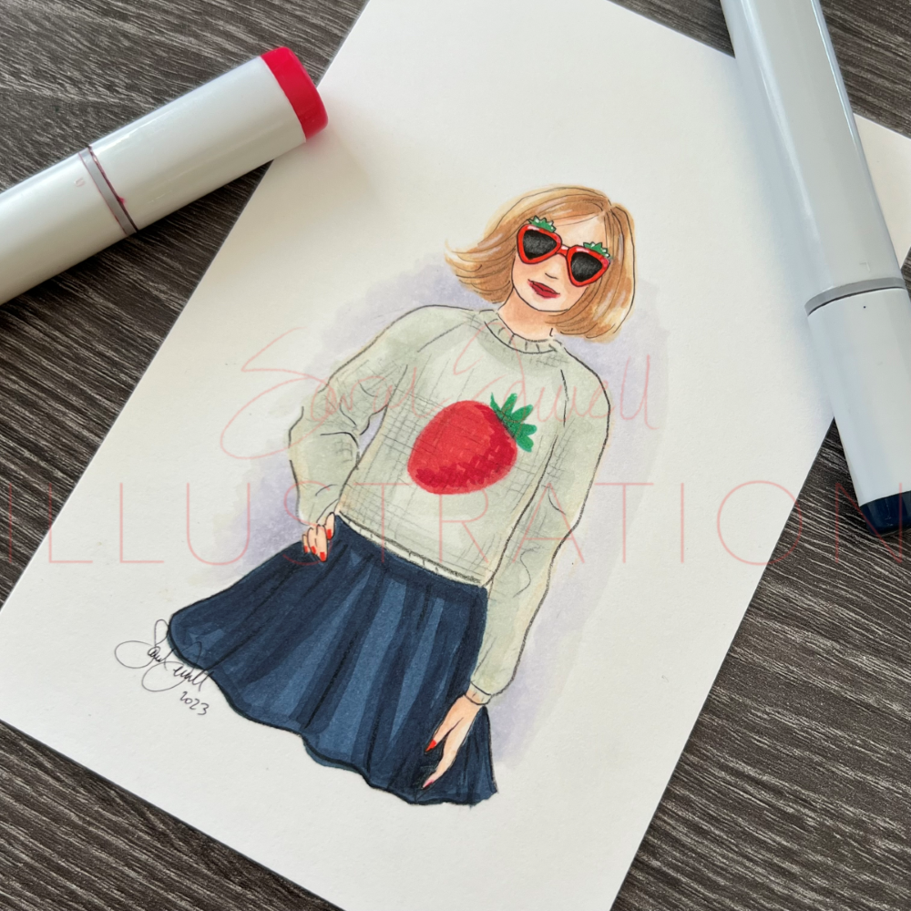 Strawberry Sweater | Casual Fashion Illustration (ORIGINAL)