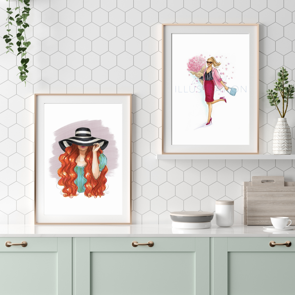 Striped Sun Hat | Fashion Illustration (PRINT)
