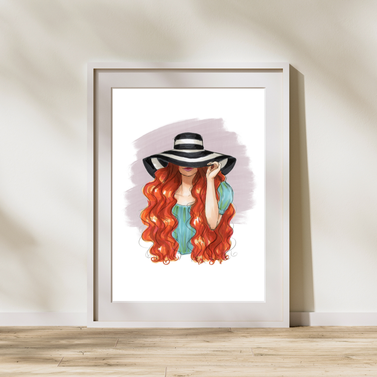 Striped Sun Hat | Fashion Illustration (PRINT)