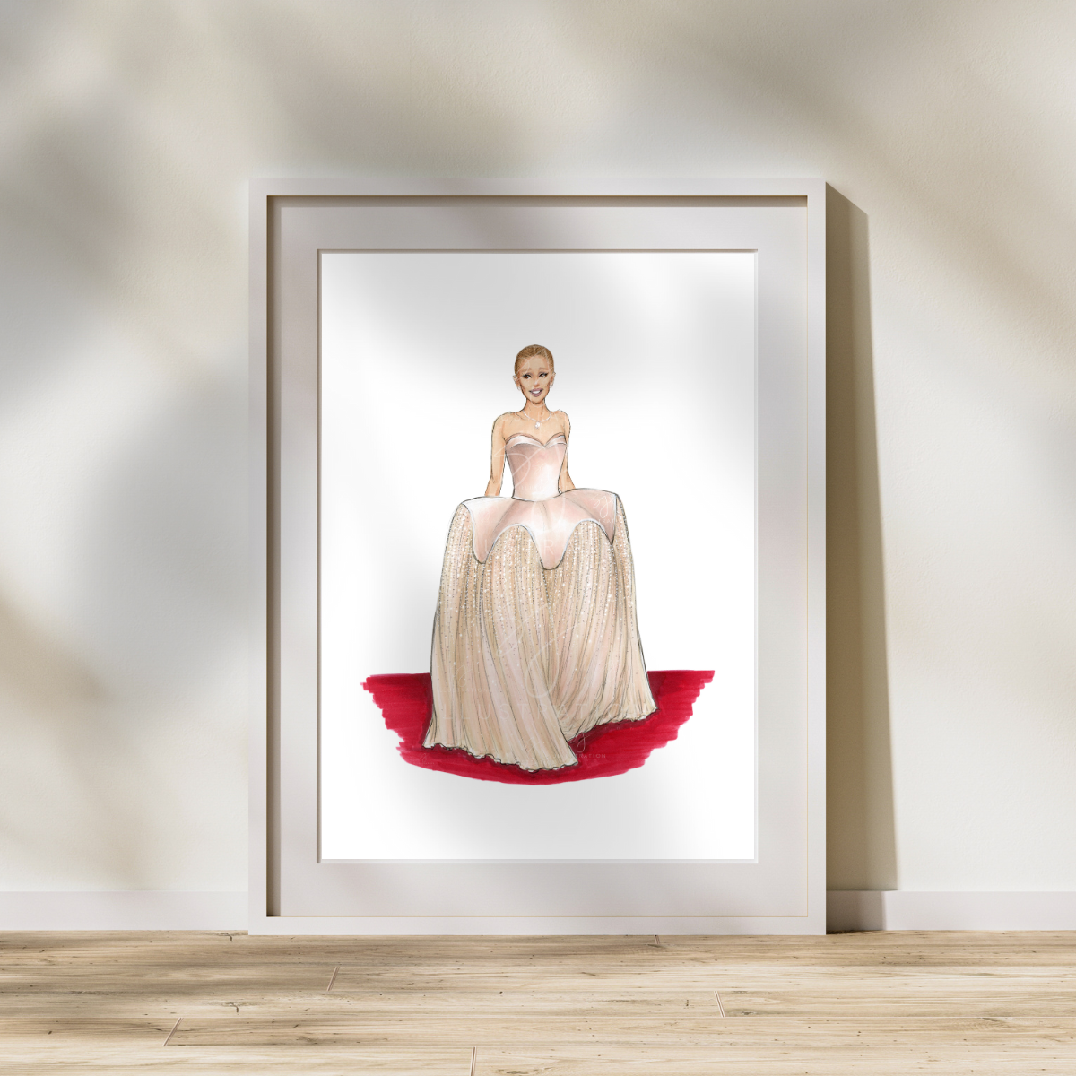 Stunning in Blush (Ariana Grande in Schiaparelli) | Red Carpet Fashion Illustration (PRINT)