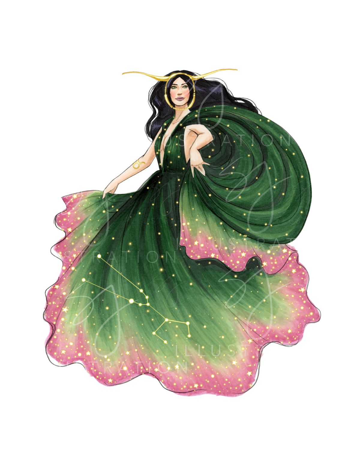 Taurus (series 1) | Zodiac Fashion Illustration (ART PRINT)