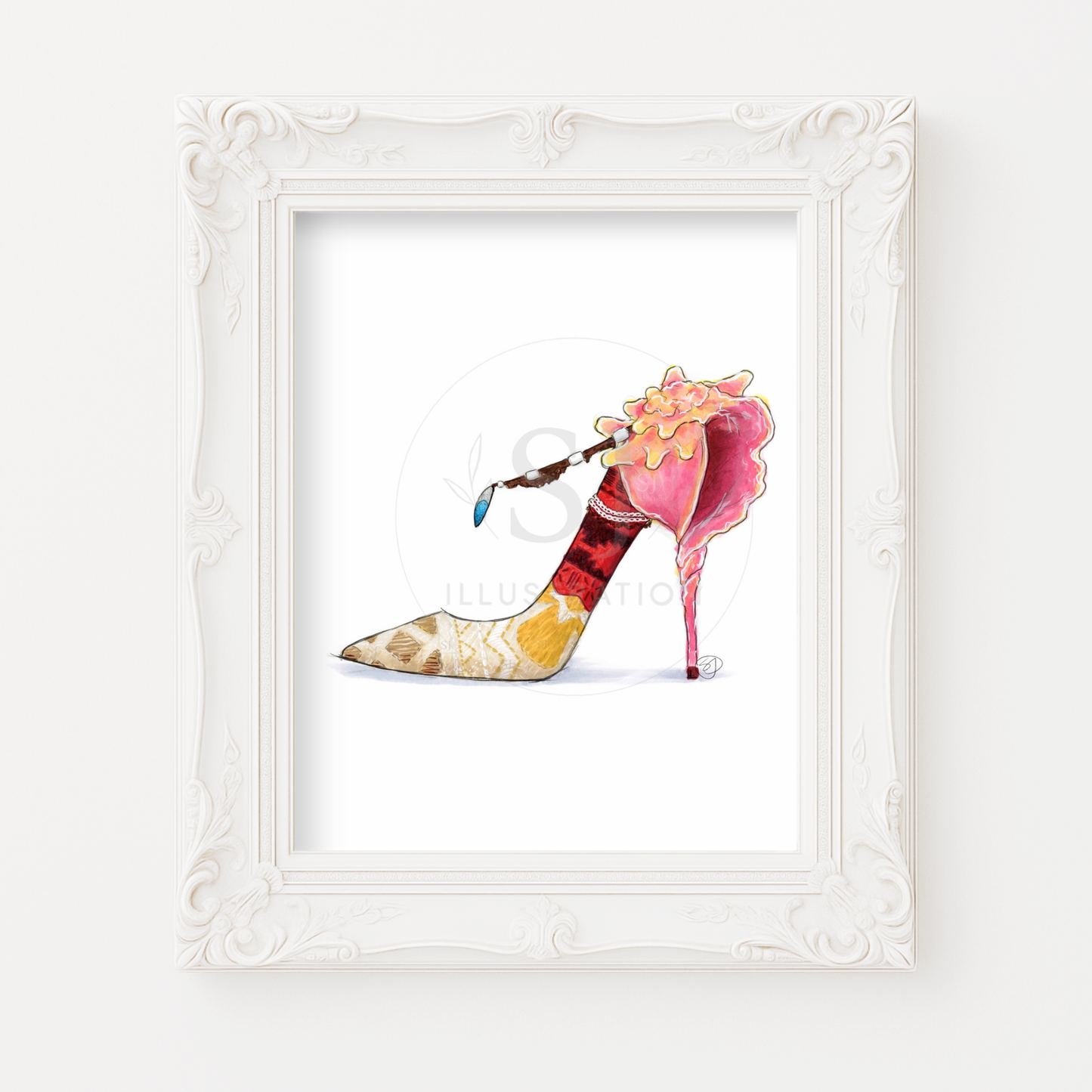 Where Sky Meets Sea | Character Inspired Stiletto Fashion Illustration (PRINT)
