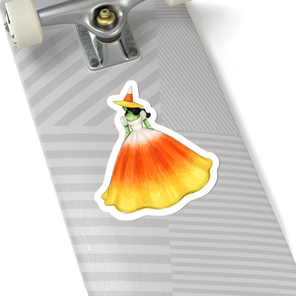 Candy Corn Witch  |  Fun Halloween Witch Fashion Illustration (STICKER)