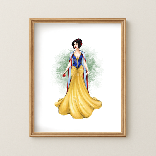 White as Snow  |  Fairytale Princess Fashion Illustration (EMBELLISHED PRINT)