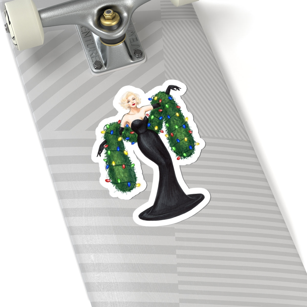 Lit Up For the Holidays  |  Whimsical Winter Holiday Fashion Illustration (STICKER)