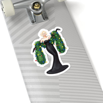Lit Up For the Holidays  |  Whimsical Winter Holiday Fashion Illustration (STICKER)