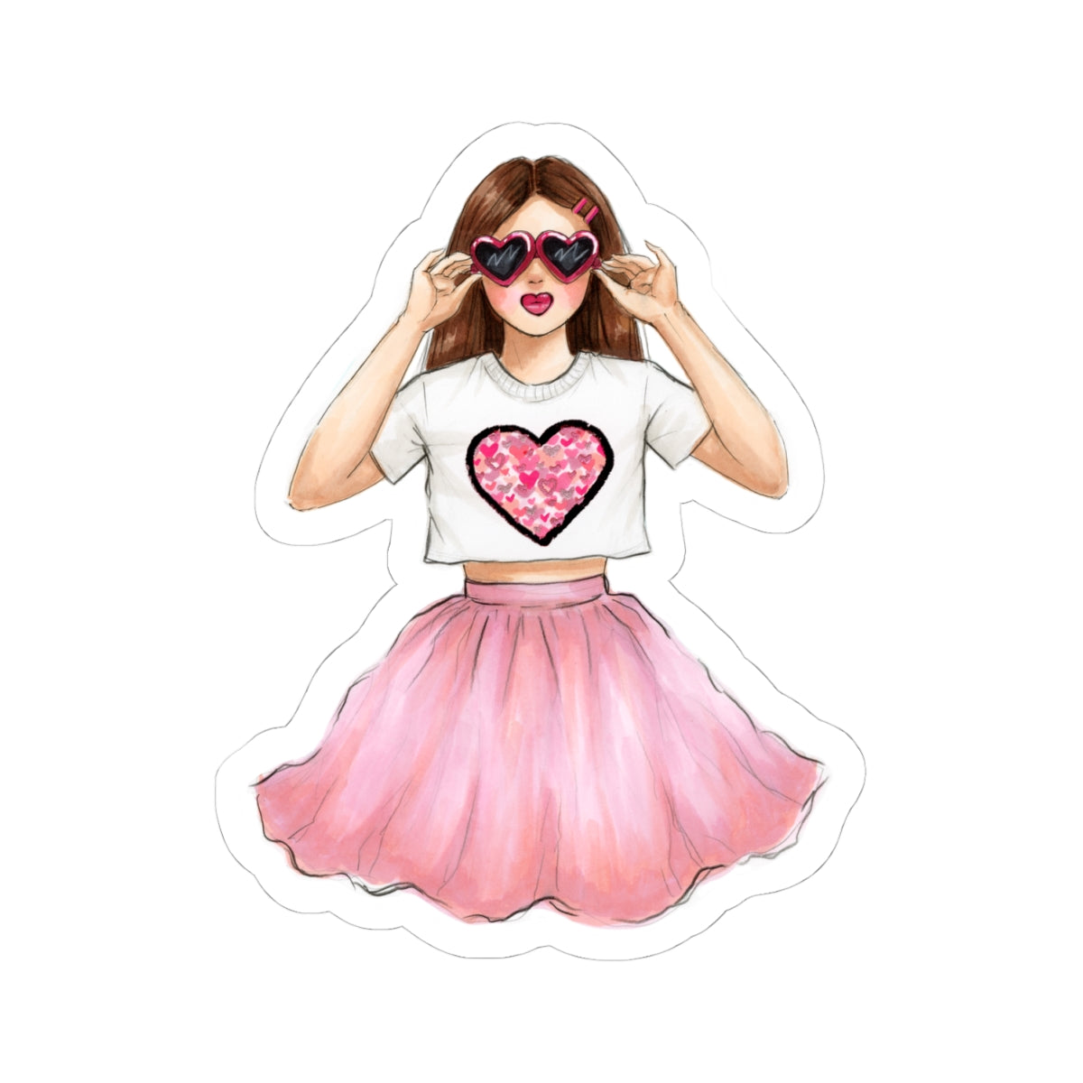 Hearts Galore | Casual Fashion Illustration (STICKER)